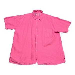 Europann Pink‎ 100% Linen Casual Button Down Shirt Men's 2XL